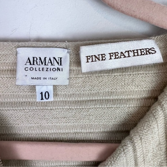 Armani Collezioni Cardigan womens size 10 tan full double zip merino wool flawed - Picture 10 of 10